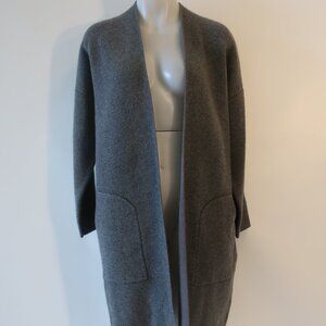 Womens Saccharine Gray Floral Print Open Long Cardigan Sweater XS